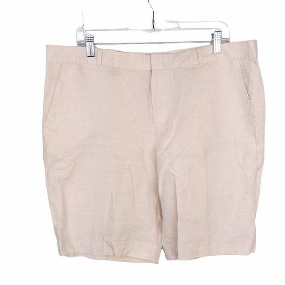 Banana Republic Factory 10" Linen Blend Cream Casual Minimalist Pockets Shorts - Picture 1 of 9